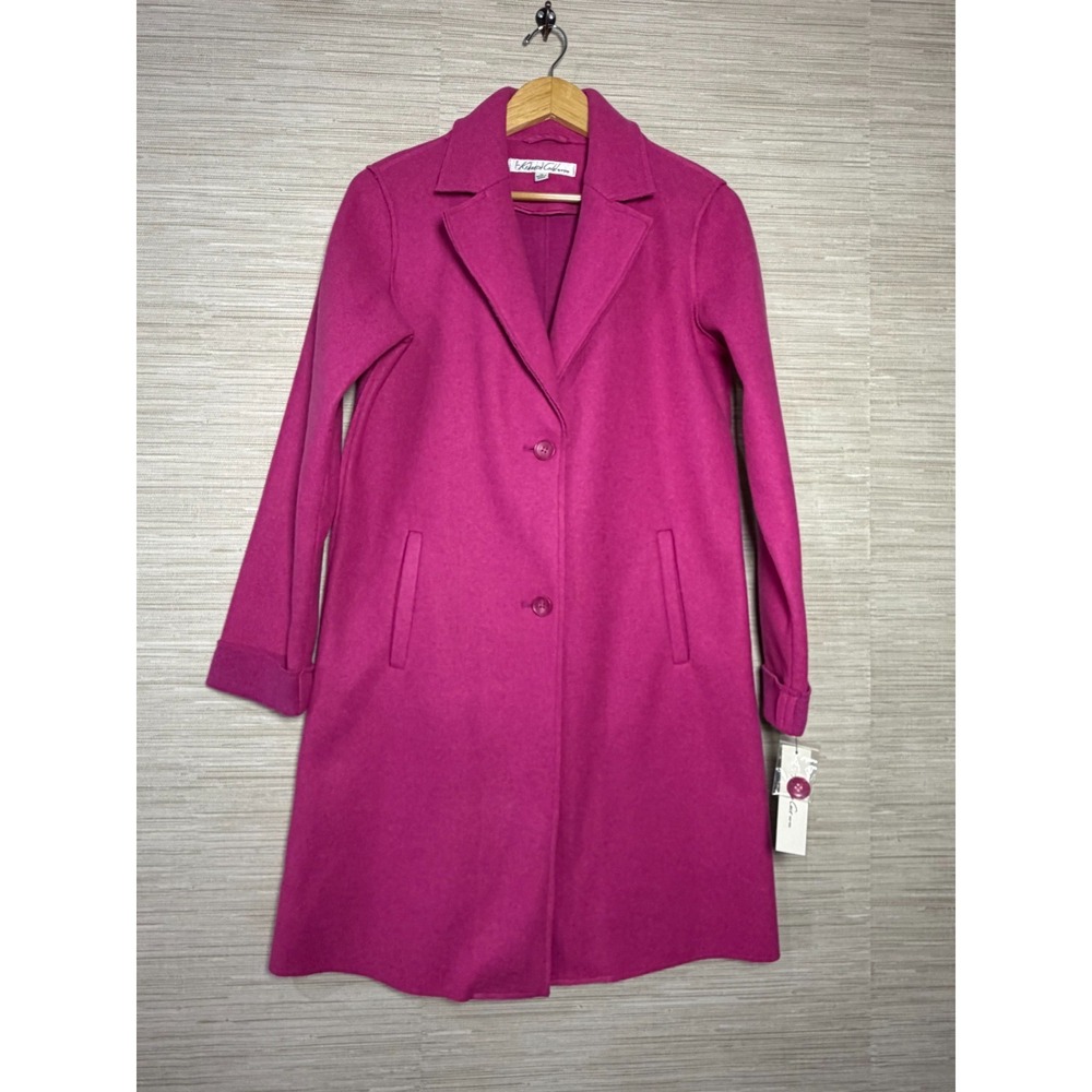 Kenneth Cole Long Overcoat Women Medium Fuchsia Pink NWT Wool Blend Style Coat
